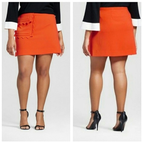 Victoria Beckham for Target Dresses & Skirts - VICTORIA BECKHAM x TARGET Orange Twill Scallop Pocket A-Line Mini Skirt NWT